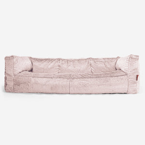 Canapé Pouf Albert 3 places - Fausse Fourrure Lapin Rose Pastel