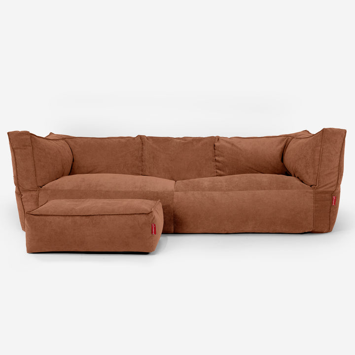 Canapé Pouf Albert 3 places - Velours Côtelé Fin Ambre 02