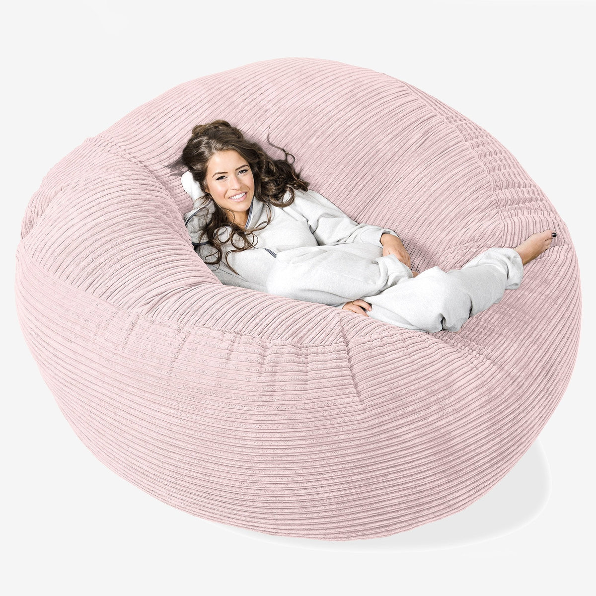 Lounge Pug®, Canapé Pouf Géant Grande Mammouth, Côtelé Rose– Big