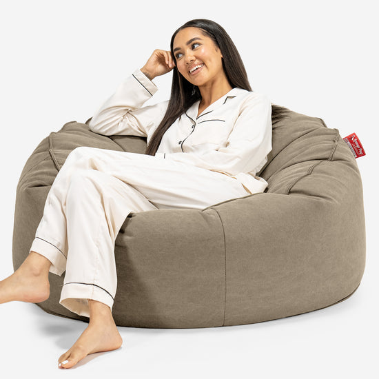 Canapé Pouf Géant Mammouth - Stonewashed Terre Marron 01