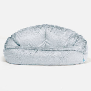 Pouf Canapé Bubble pour Enfants 2-6 ans - Fausse Fourrure Lapin Bleu Pastel