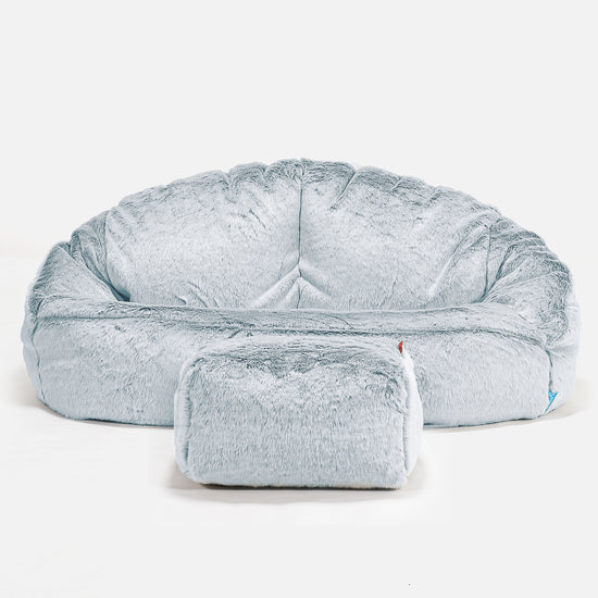 Pouf Canapé Bubble pour Enfants - Fausse Fourrure Lapin Bleu Pastel 02
