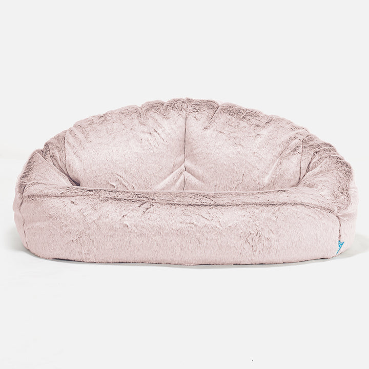 Pouf Canapé Bubble pour Enfants - Fausse Fourrure Lapin Rose Pastel 01