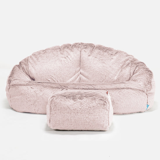 Pouf Canapé Bubble pour Enfants - Fausse Fourrure Lapin Rose Pastel 02