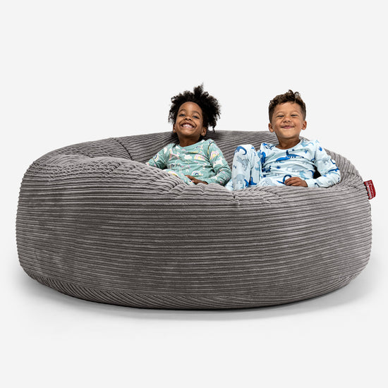Pouf Géant pour Enfants de Taille Familiale 3-14 ans - Côtelé Anthracite 01