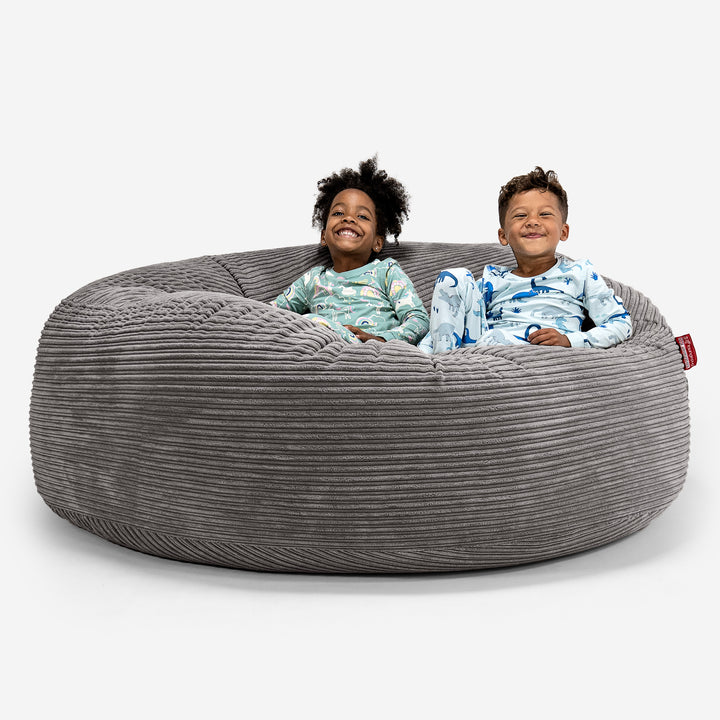 Pouf Géant pour Enfants de Taille Familiale 3-14 ans - Côtelé Anthracite 01