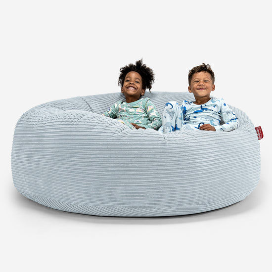 Pouf Géant pour Enfants de Taille Familiale 3-14 ans - Côtelé Bébé Bleu 01