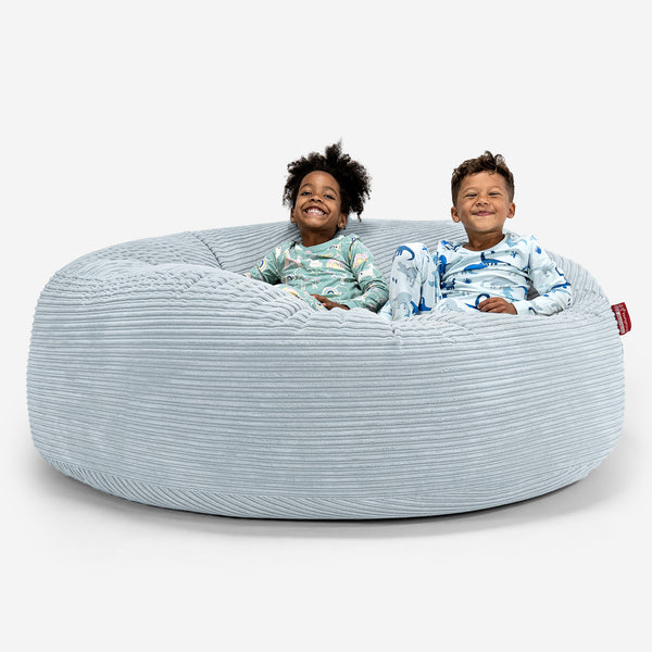 Pouf Géant pour Enfants de Taille Familiale 3-14 ans - Côtelé Bébé Bleu 01