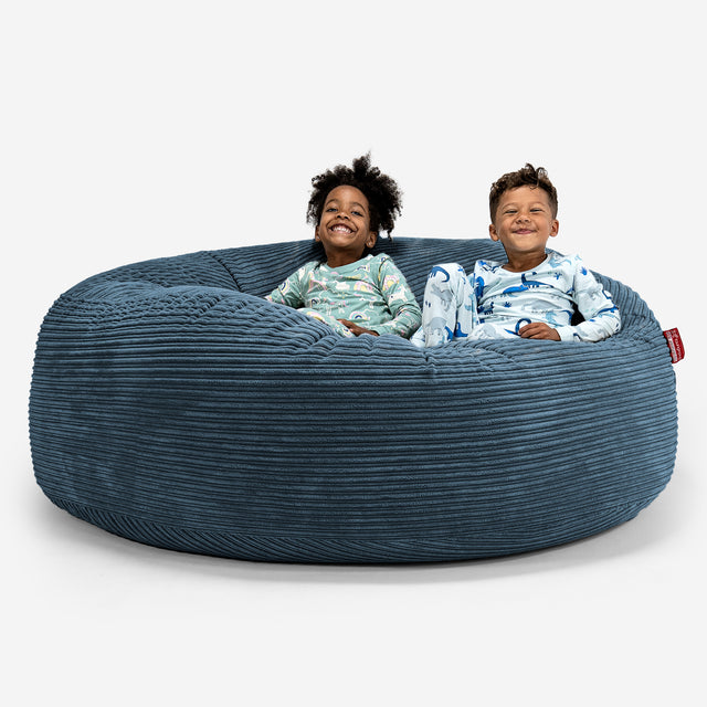 Pouf Géant pour Enfants de Taille Familiale 3-14 ans - Côtelé Bleu Marine 01