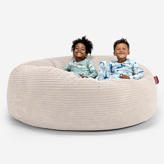 Pouf Géant pour Enfants de Taille Familiale 3-14 ans - Côtelé Crème 01