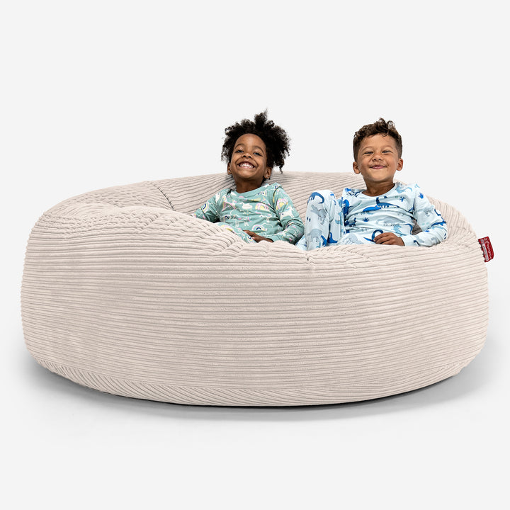 Pouf Géant pour Enfants de Taille Familiale 3-14 ans - Côtelé Crème 01