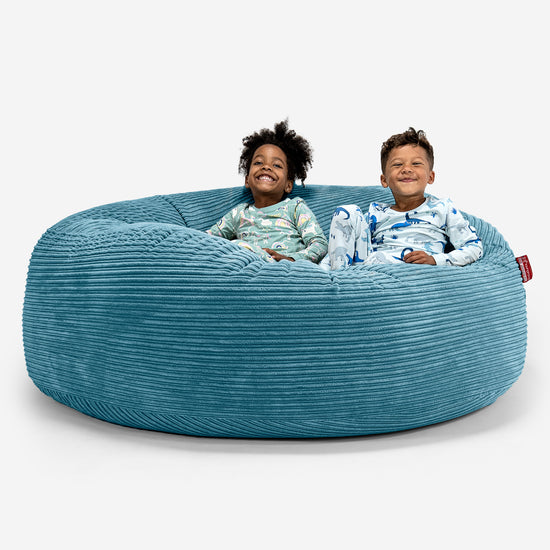 Pouf Géant pour Enfants de Taille Familiale 3-14 ans - Côtelé Mer Égée 01