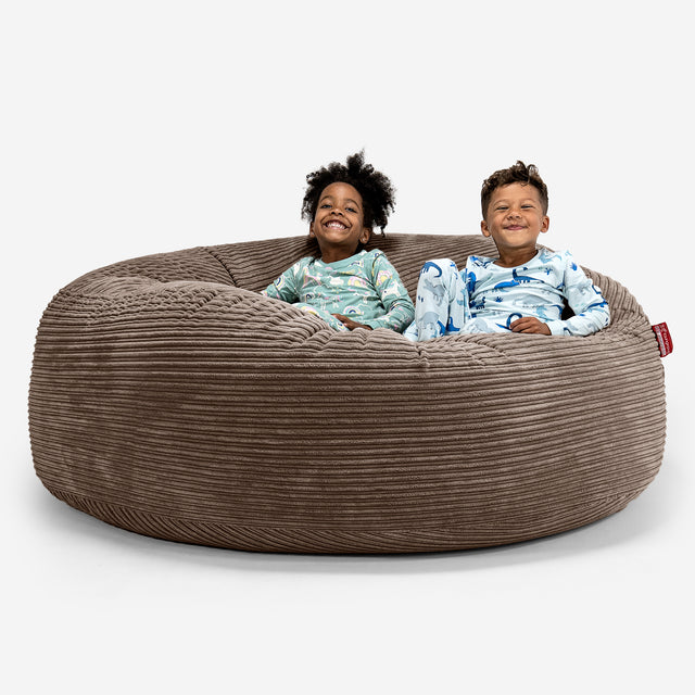 Pouf Géant pour Enfants de Taille Familiale 3-14 ans - Côtelé Moka 01