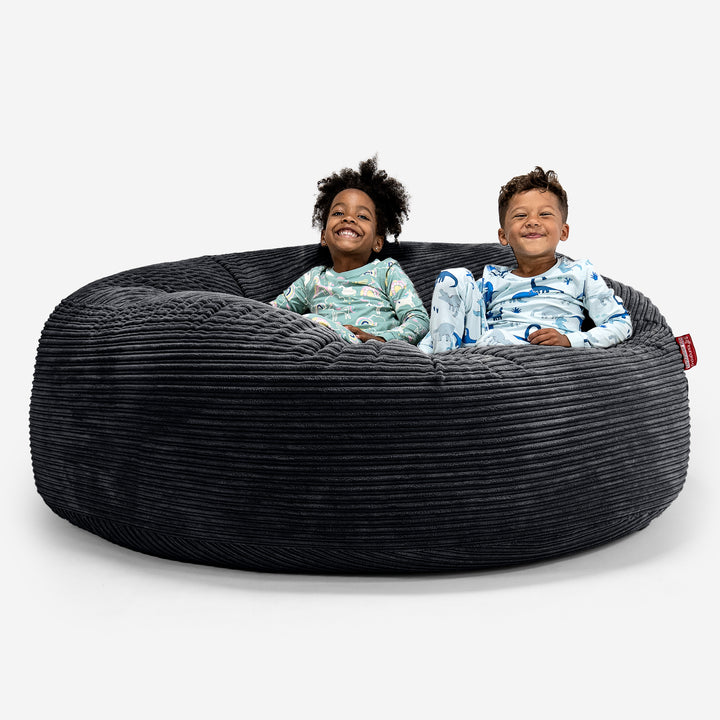 Pouf Géant pour Enfants de Taille Familiale 3-14 ans - Côtelé Noir 01
