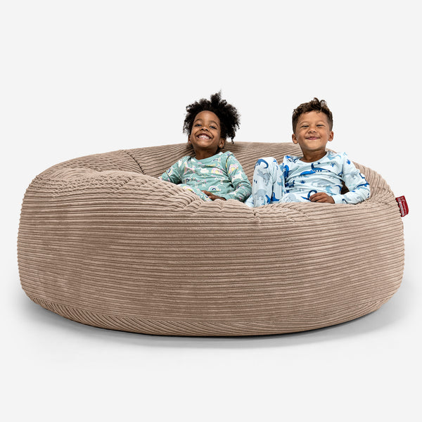 Pouf Géant pour Enfants de Taille Familiale 3-14 ans - Côtelé Sable 01