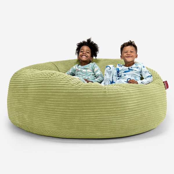 Pouf Géant pour Enfants de Taille Familiale 3-14 ans - Côtelé Vert Acide 01