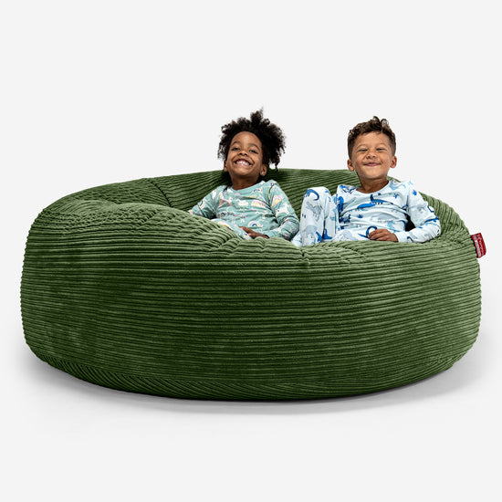 Pouf Géant pour Enfants de Taille Familiale 3-14 ans - Côtelé Vert Forêt 01