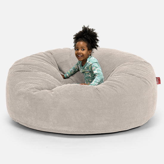 Pouf Géant pour Enfants de Taille Familiale 3-14 ans - Pompon Crème 01