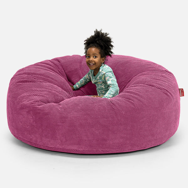 Pouf Géant pour Enfants de Taille Familiale 3-14 ans - Pompon Rose 01