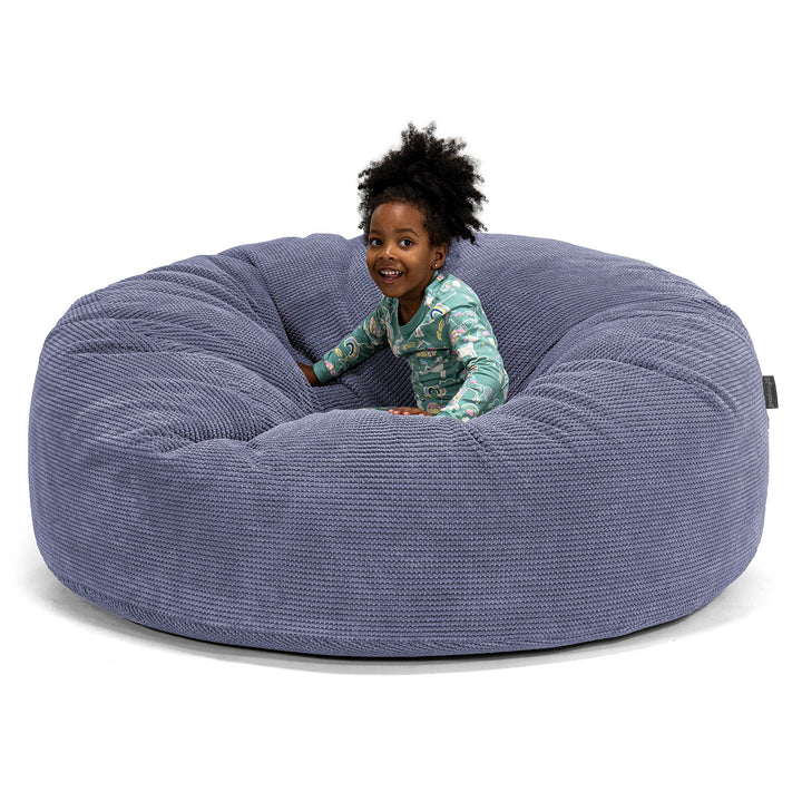 Pouf Géant pour Enfants de Taille Familiale 3-14 ans - Pompon Violet 01