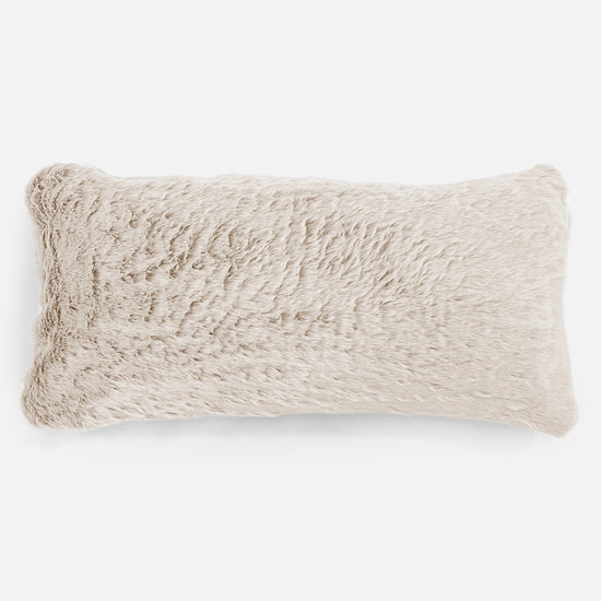 Coussin Géant 40 x 80cm - Fausse Fourrure Lapin Blanc 01