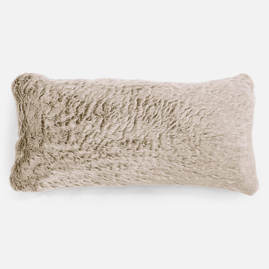 Coussin Géant 40 x 80cm - Fausse Fourrure Lapin Brun Doré 01