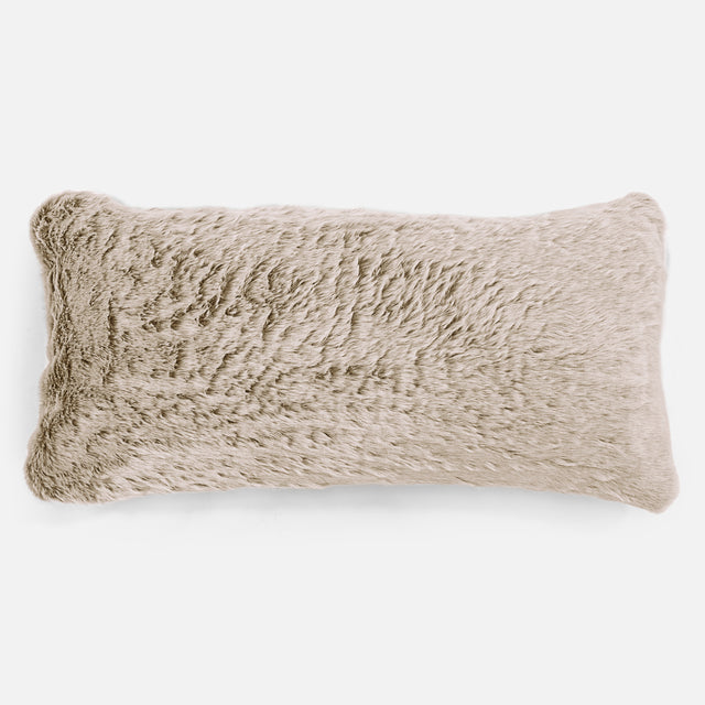 Coussin Géant 40 x 80cm - Fausse Fourrure Lapin Brun Doré 01