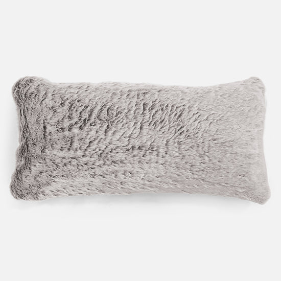Coussin Géant 40 x 80cm - Fausse Fourrure Lapin Gris clair 01