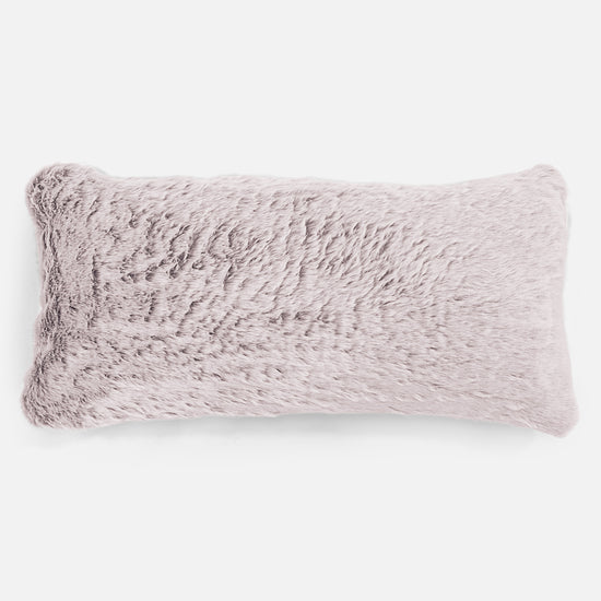 Coussin Géant 40 x 80cm - Fausse Fourrure Lapin Rose Pastel 01