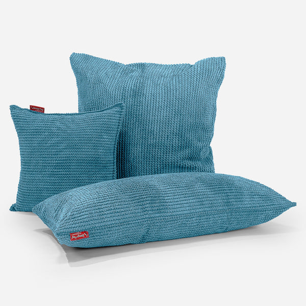 Housse de Coussin Rectangulaire Géant 40 x 70cm - Pompon Mer Égée Fabric Close-up Image