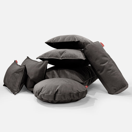 Coussin Géant 40 x 80cm - Velours Anthracite 04