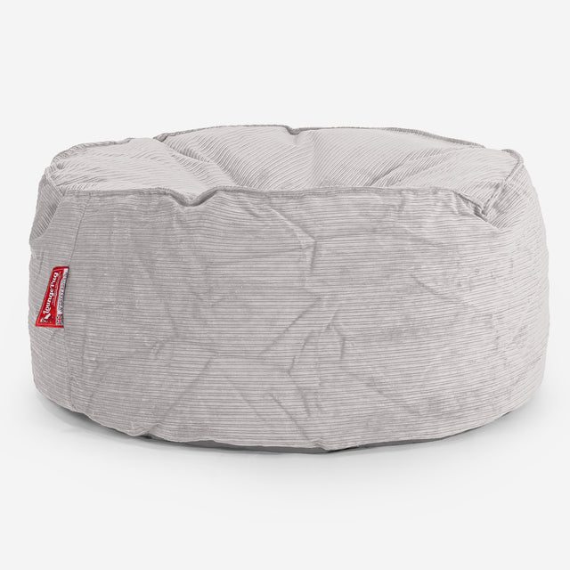 Pouf Design Rond - Côtelé à Fines Rayures Pierre 01