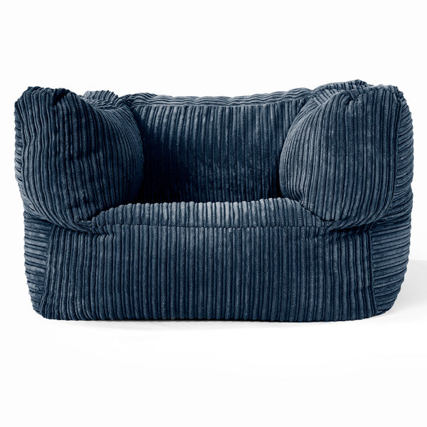 Albert Pouf Fauteuil Design - Côtelé Bleu Marine 01