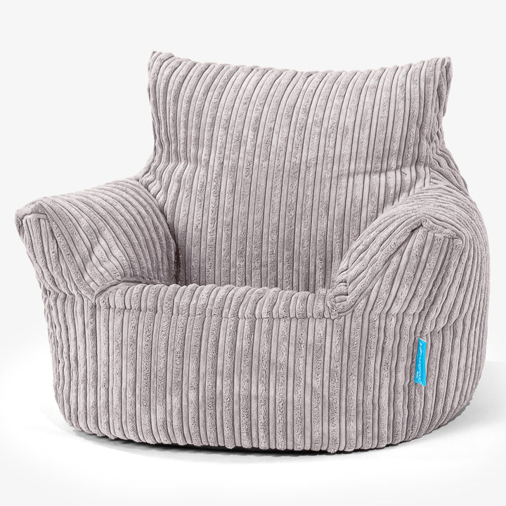 Fauteuil Pouf Bambin 1-3 ans - Côtelé Gris Argent 01