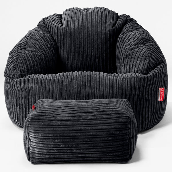 Pouf Chaise Bubble - Côtelé Noir 01