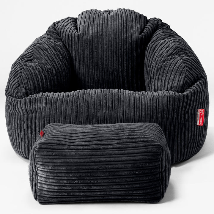 Pouf Chaise Bubble - Côtelé Noir 02