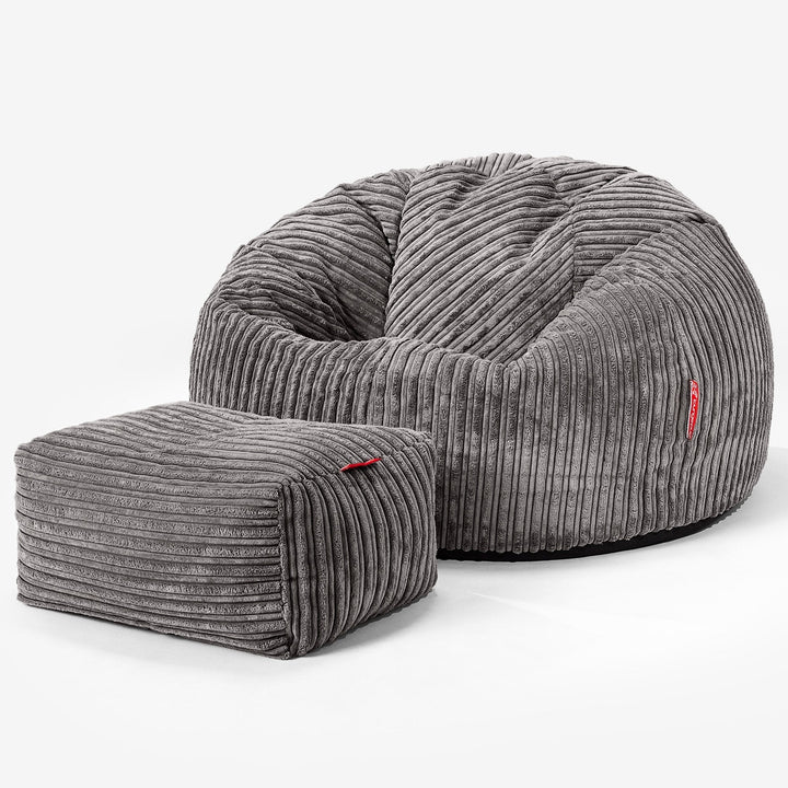 Pouf Poire Classique - Côtelé Anthracite 02