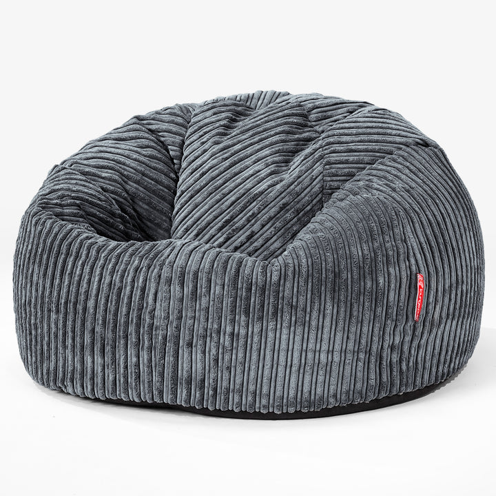 Pouf Poire Classique - Côtelé Gris Acier 01