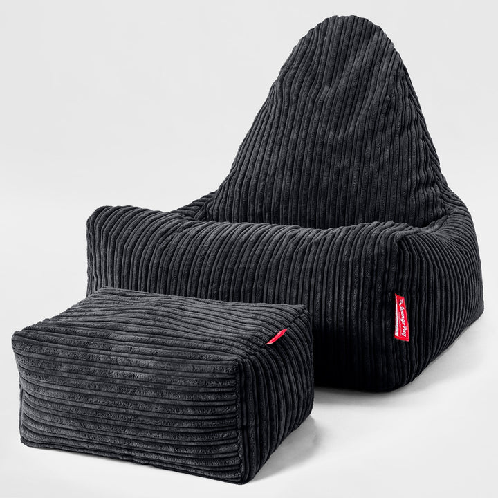 Pouf Relax Style Scandi - Côtelé Noir 02