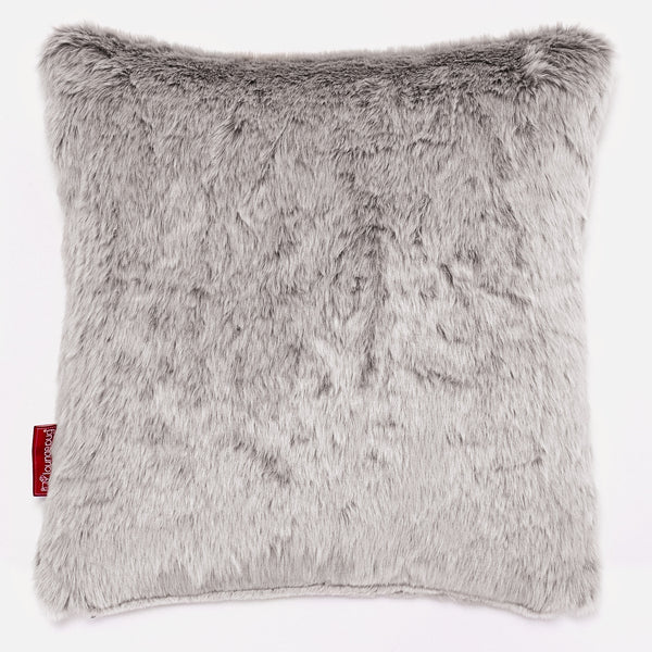 Coussin 47 x 47cm - Fausse Fourrure Lapin Gris clair 01