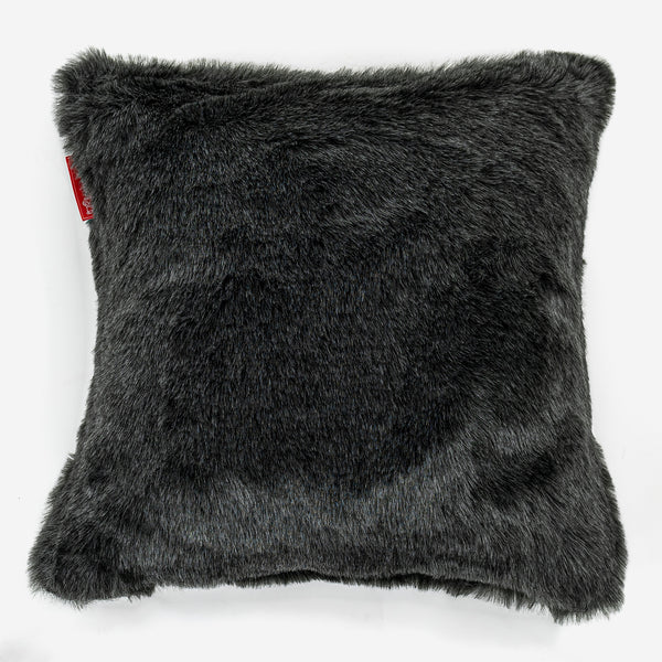 Coussin 47 x 47cm - Fausse Fourrure Noir 01