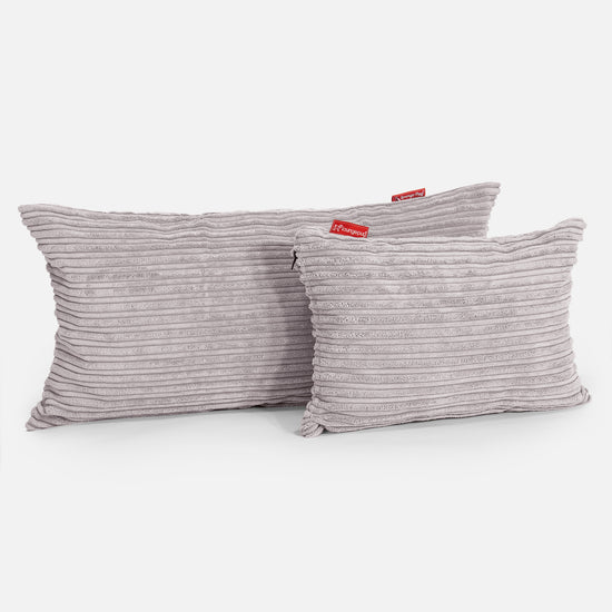 Housse de Coussin Rectangulaire 35 x 50cm - Côtelé Gris Argent 03