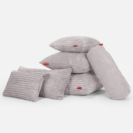 Housse de Coussin Rectangulaire 35 x 50cm - Côtelé Gris Argent 04