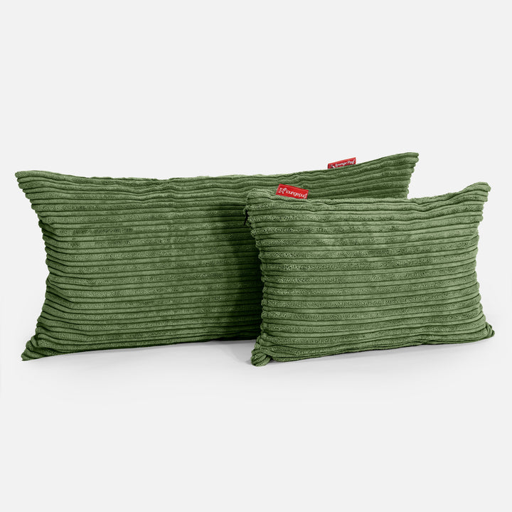 Housse de Coussin Rectangulaire 35 x 50cm - Côtelé Vert Forêt 03