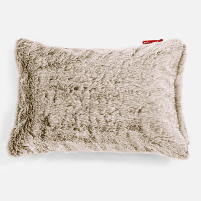Coussin Rectangulaire 35 x 50cm - Fausse Fourrure Lapin Brun Doré 01