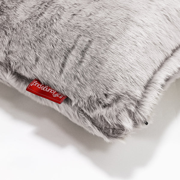 Housse de Coussin Rectangulaire 35 x 50cm - Fausse Fourrure Lapin Gris clair Fabric Close-up Image