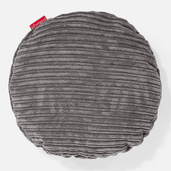 Coussin Rond 50cm - Côtelé Anthracite 01