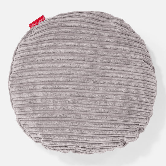 Housse de Coussin Rond 50cm - Côtelé Gris Argent 01