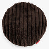 Housse de Coussin Rond 50cm - Velours Côtelé Ultra Pelucheux Marron Meuse 01