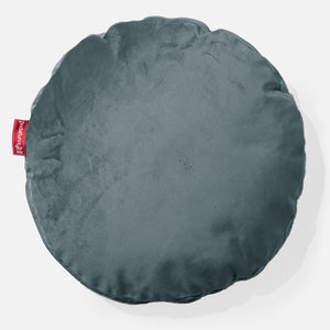 Housse de Coussin Rond 50cm - Velours Mer Égée